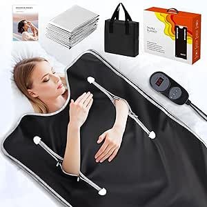 Infrared Sauna Blanket-Sauna Blanket for Home Use, Portable Design for Relaxation and Detoxification Highest 176℉, 20-60 Minutes Timer, 6 ft x 2.65 ft（Black）