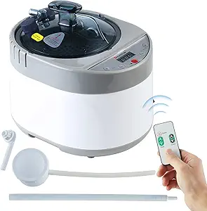 Smartmak Sauna Steamer, Portable 4L Upgrated Steam Pot Generator with Remote Control, Spa Machine with Timer Display Herbal Box for Steam Saunas, 110V US Plug- Grey