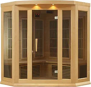 DYNAMIC SAUNAS Maxxus 3 Per Low EMF FAR Infrared Carbon Corner Canadian Hemlock Sauna