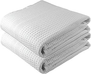 GILDEN TREE Waffle Towels Quick Dry Lint Free Thin, 2 Pack Bath Sheets 40x80 Oversized Extra Large for Adults, Classic Style (White)