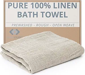 Thing Stories 100% Natural Rough Linen Bath Towel