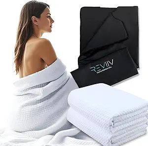 Sauna Blanket Insert Towel - 2 Pack Soft White Cotton Waffle