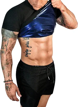 Sauna Shirt for Men Sweat Suit Compression T-Shirt Weight Loss Body Shaper Shirts for Workout Sports