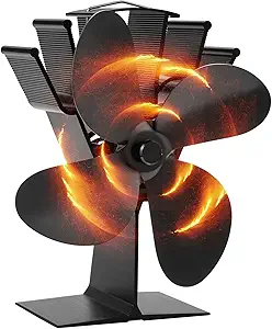COMBIUBIU Wood Stove Fan 4 Blade Fireplace Fan