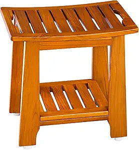 NNN Teak Shower Bench Seat with Handle 18 Inch