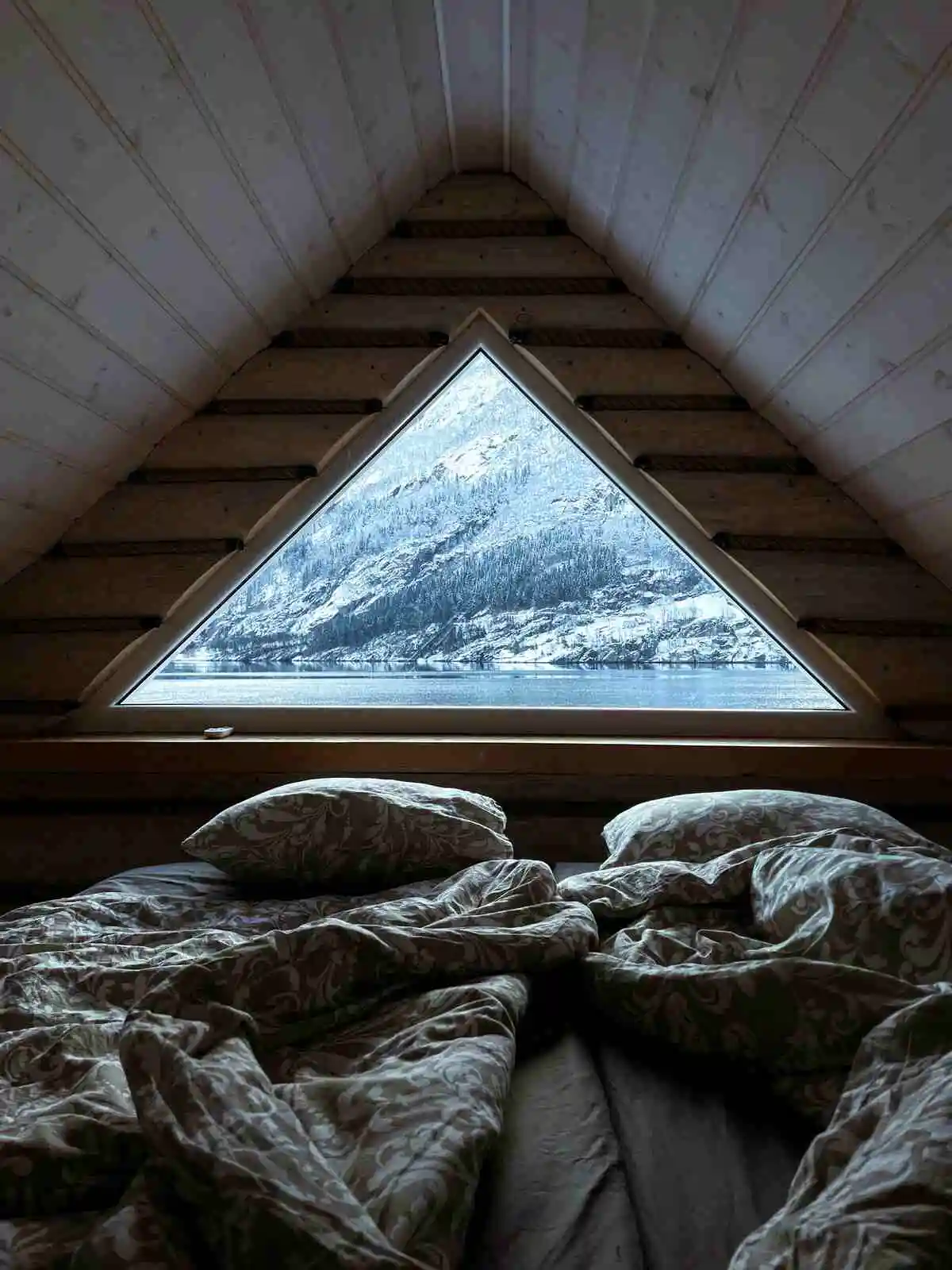 Rustic cabin bedroom with bed near window, showcasing natural lighting - perfect relaxation space after considering how long to wait to shower after infrared sauna.